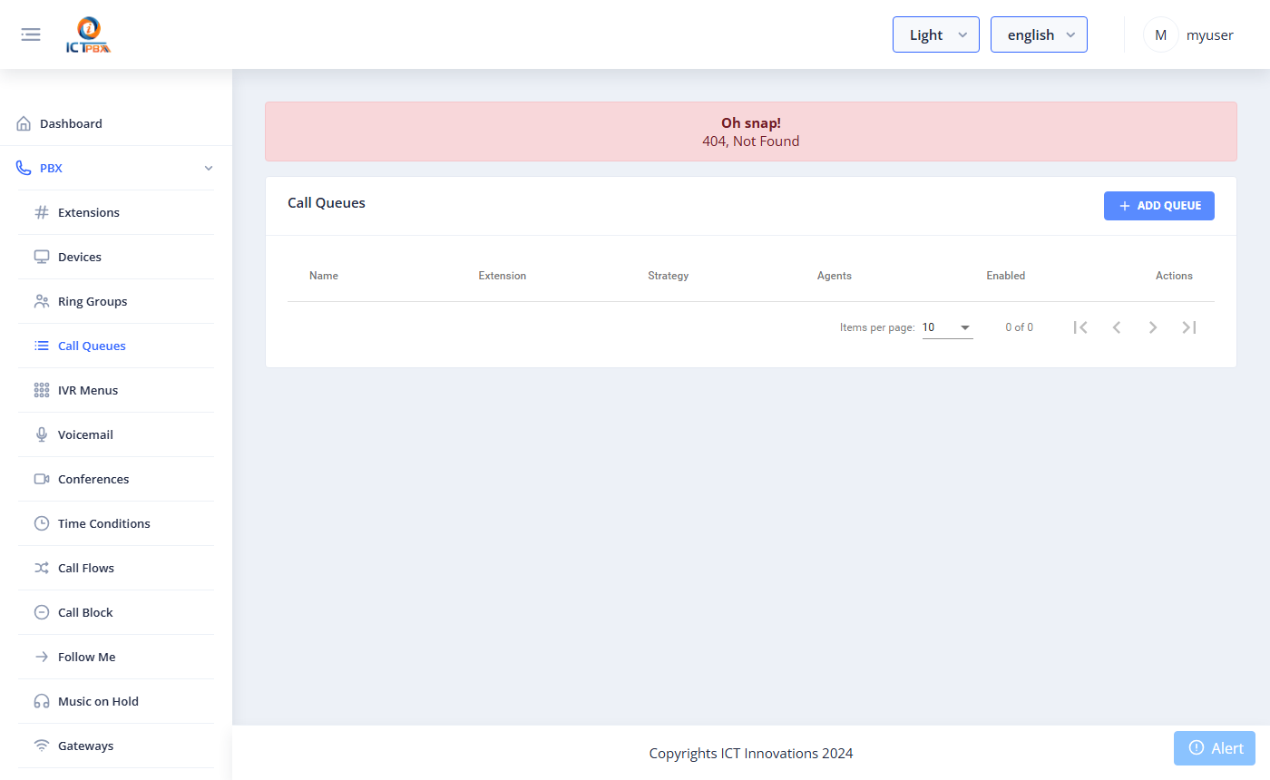 call queues list