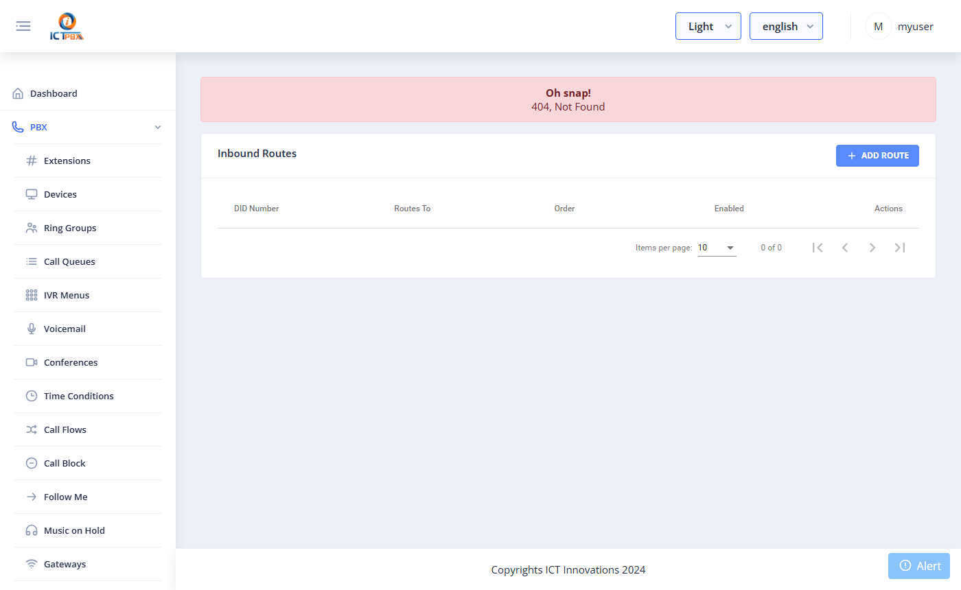 inbound routes list