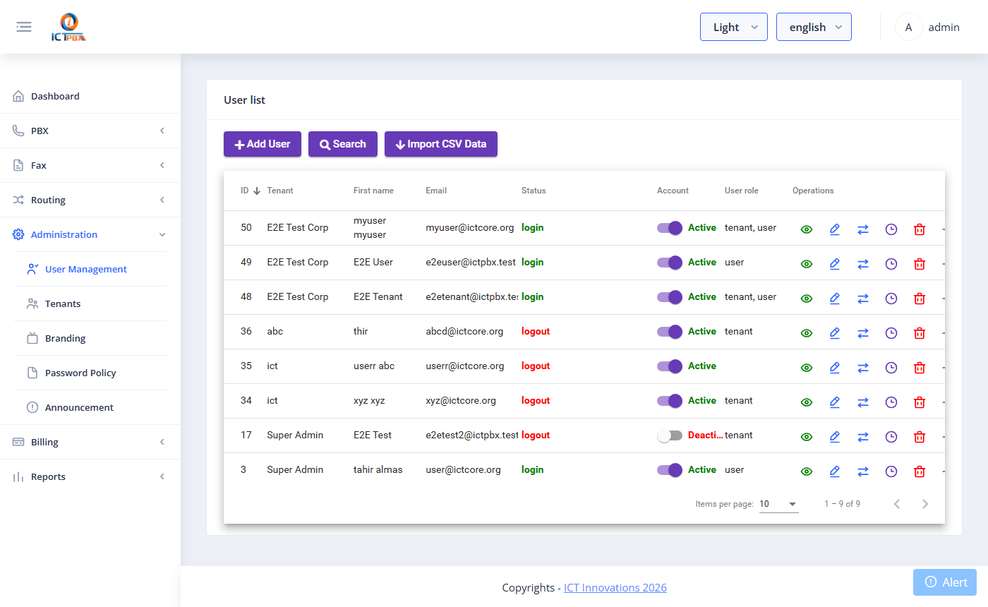 users list